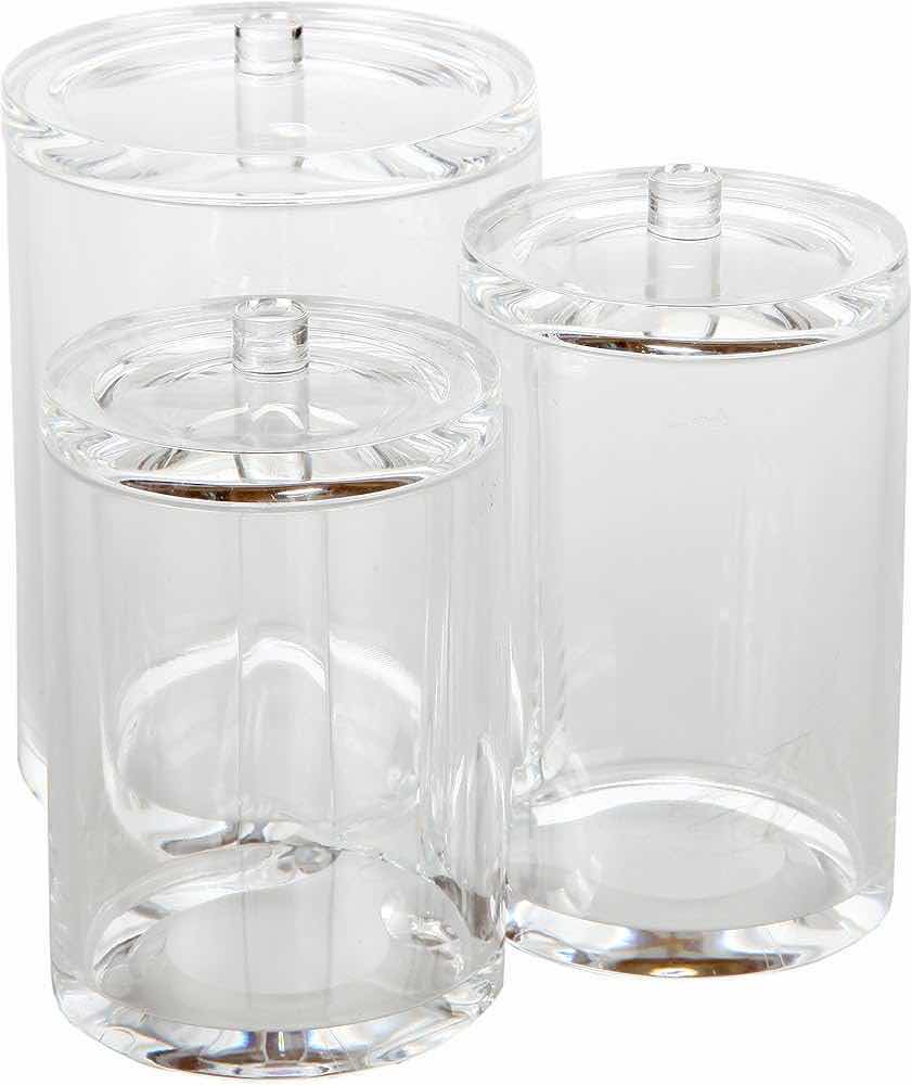 Photo 1 of NEW ARAD CLEAR ACRYLIC 1 PIECE 3 COMPARTMENTS APOTHECARY CONTAINER W LIDS 5.3” X 5.5” H6.1” (BOX OF 18 SETS)