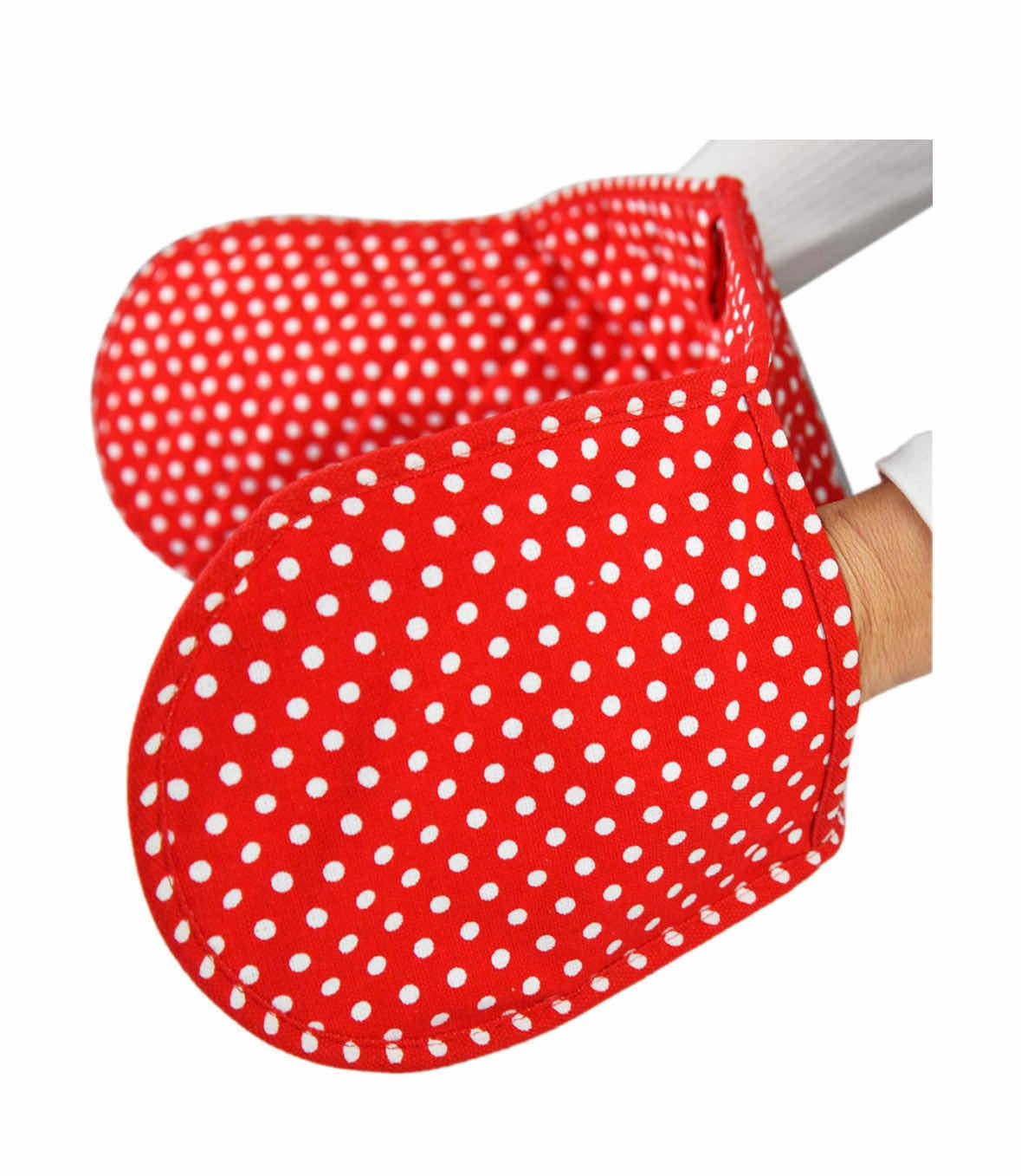 Photo 3 of NEW 2-PACK NON-SLIP DOUBLE OVEN GLOVE/MITT (RED/WHITE POLKA DOT)