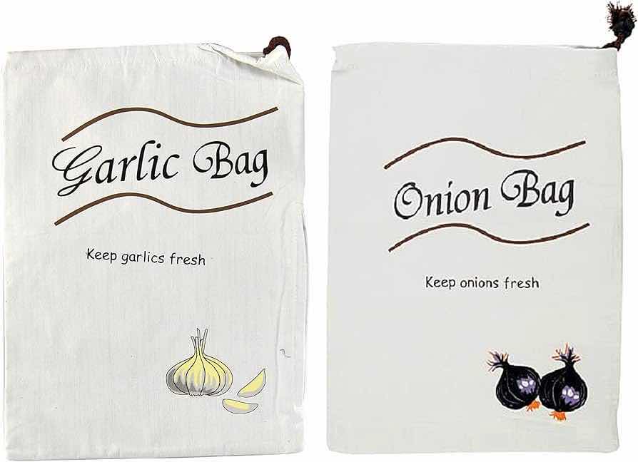 Photo 1 of NEW 2-PACK HOME-X GARLIC & ONION REUSABLE STORAGE BAGS (2-PACK OF 2PC SET)