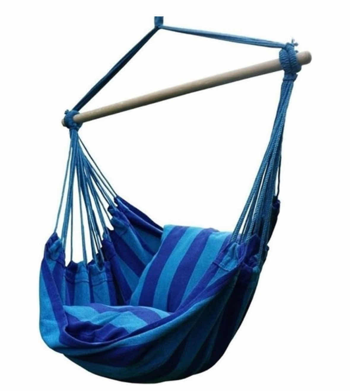 Photo 4 of NEW ARAD INDOOR/OUTDOOR THICK CANVAS HANGING HAMMOCK W 2 CUSHIONS (BLUE STRIPED)