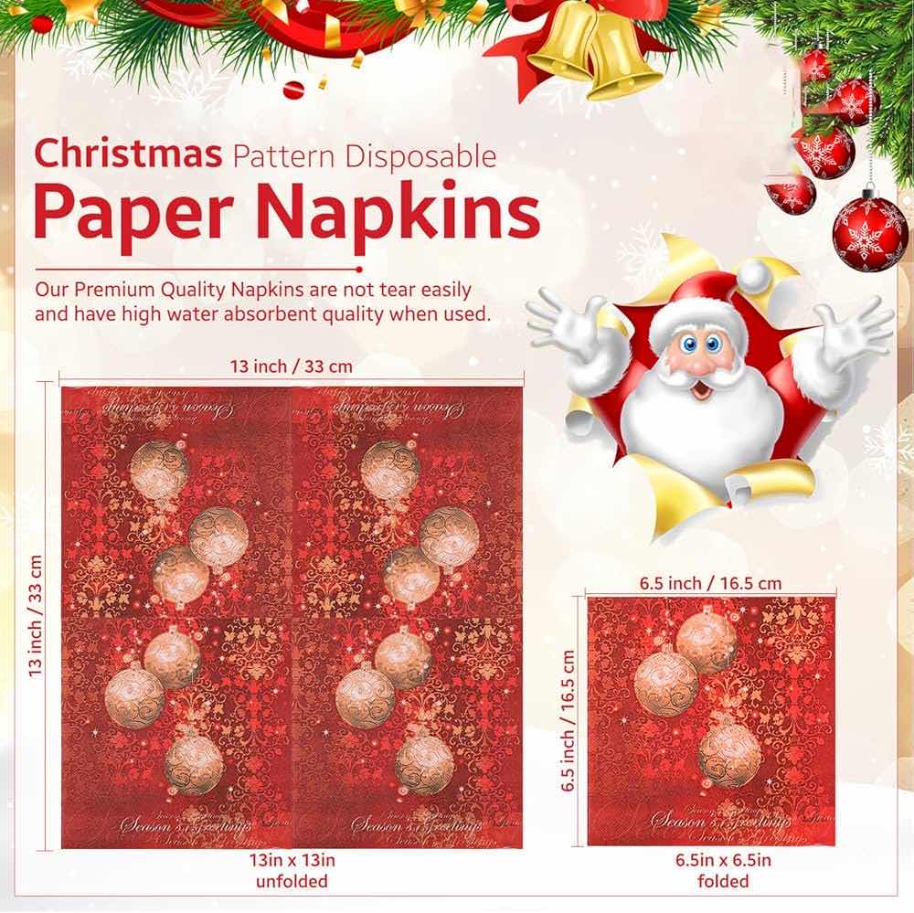 Photo 4 of NEW HOME-X DISPOSABLE SEASON’S GREETING CHRISTMAS PARTY NAPKINS 48PK (SET OF 5)