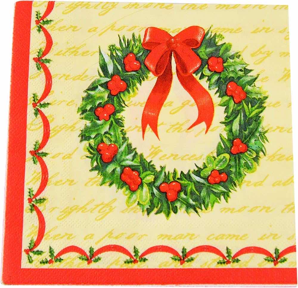 Photo 2 of NEW HOME-X DISPOSABLE CHRISTMAS WREATH CHRISTMAS PARTY NAPKINS 48PK (SET OF 5)