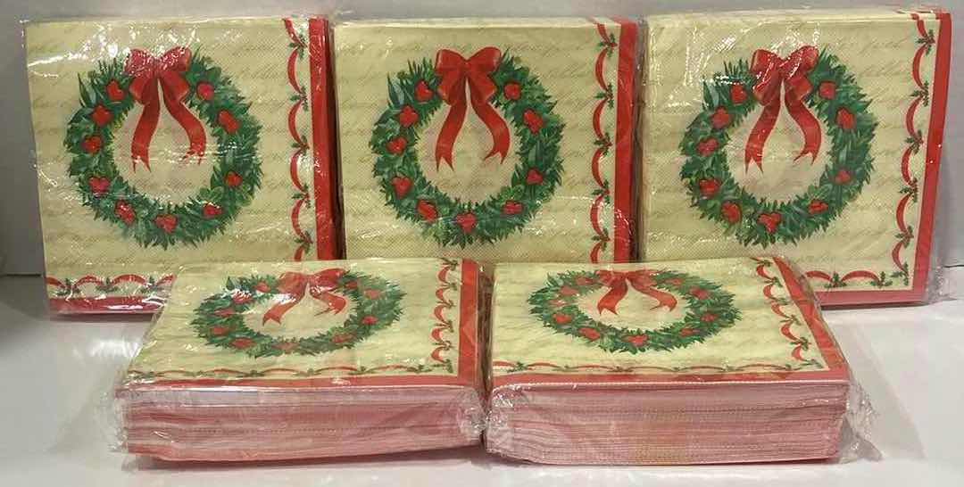 Photo 1 of NEW HOME-X DISPOSABLE CHRISTMAS WREATH CHRISTMAS PARTY NAPKINS 48PK (SET OF 5)