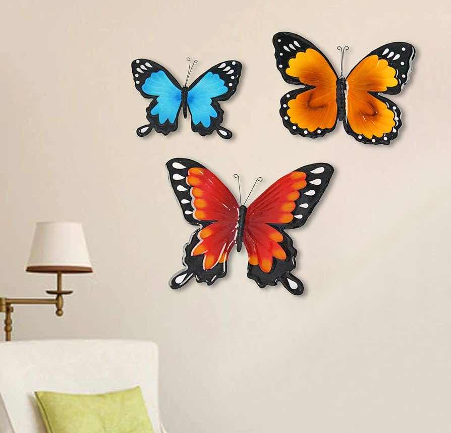 Photo 3 of NEW HOME-X INDOOR/OUTDOOR METAL BUTTERFLY WALL ART (2 SETS OF 3)