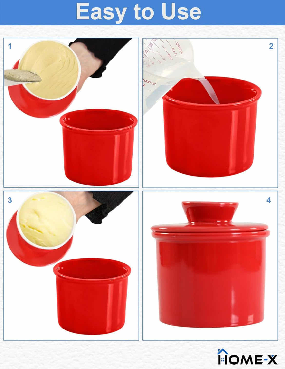 Photo 3 of NEW CASE OF HOME-X RED CERAMIC CROCK BUTTER DISH (APPROX 24PCS)