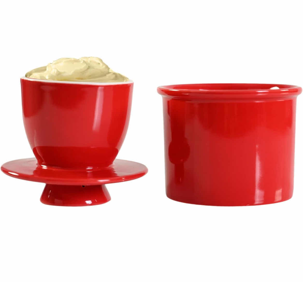 Photo 1 of HOME X RED CERAMIC CROCK BUTTER DISH 1 CASE / 24PCS