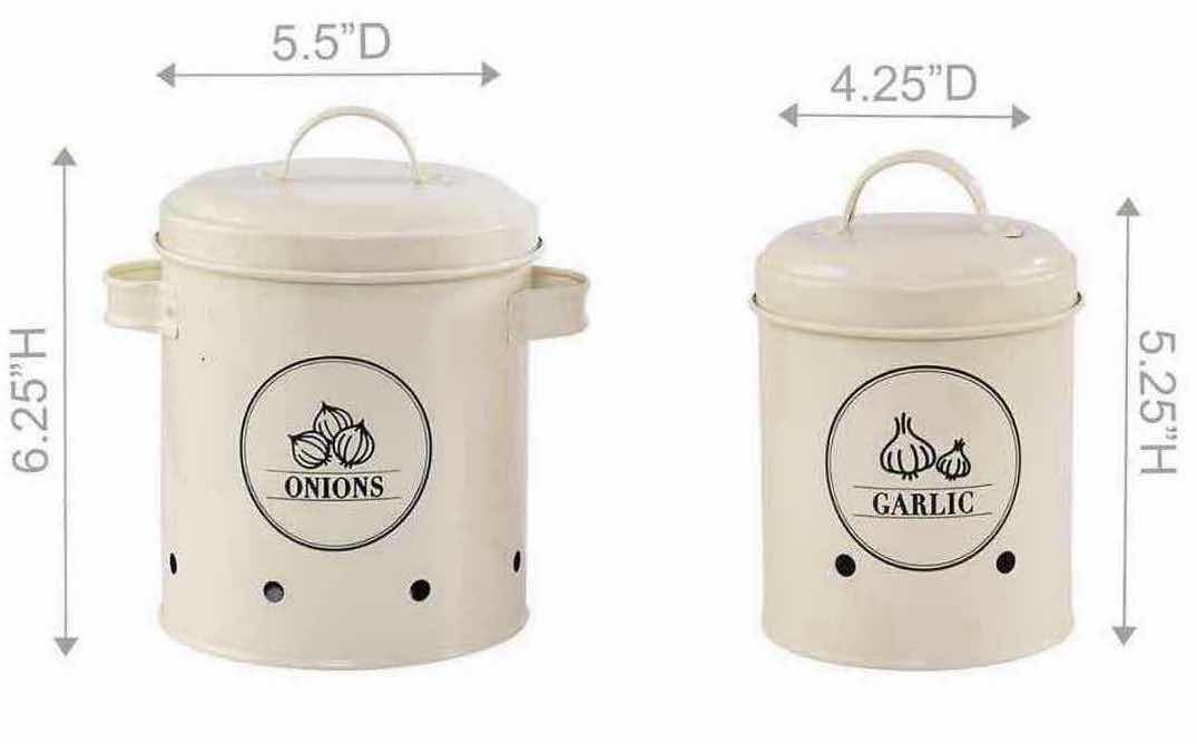 Photo 6 of NEW 2-PACK HOME-X GARLIC/ONION STORAGE CANISTER SET OF 2, SOFT WHITE (2 BOXES OF CANISTER SETS OF 2)