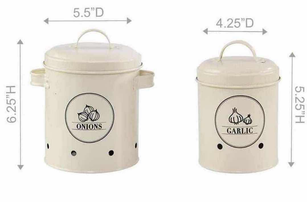 Photo 4 of  NEW CASE OF HOME-X GARLIC/ONION STORAGE CANISTER SET OF 2, SOFT WHITE (6 PER CASE)