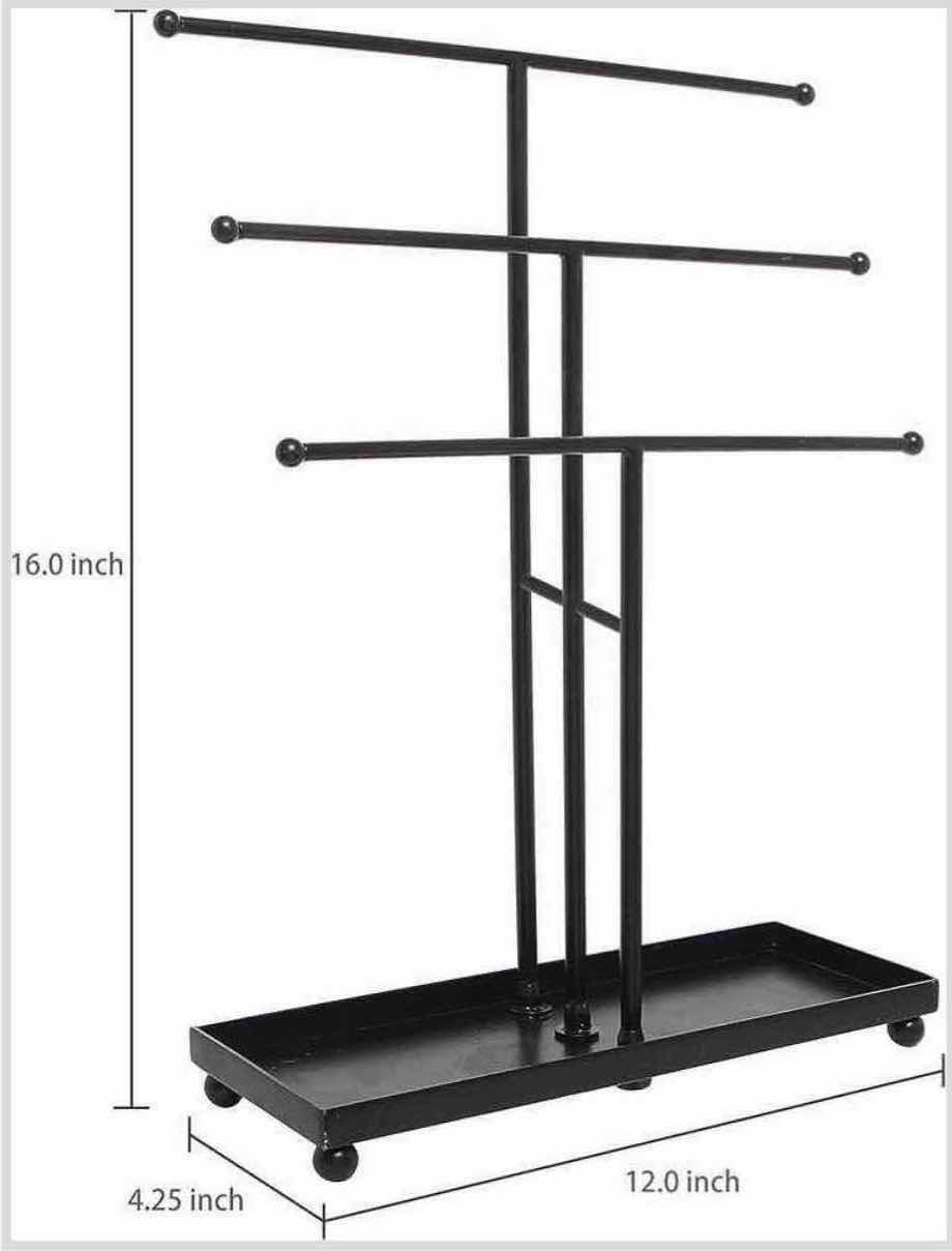 Photo 3 of NEW CASE ARAD MODERN BLACK METAL 3 TIER JEWELRY ORGANIZER (BOX OF 5)