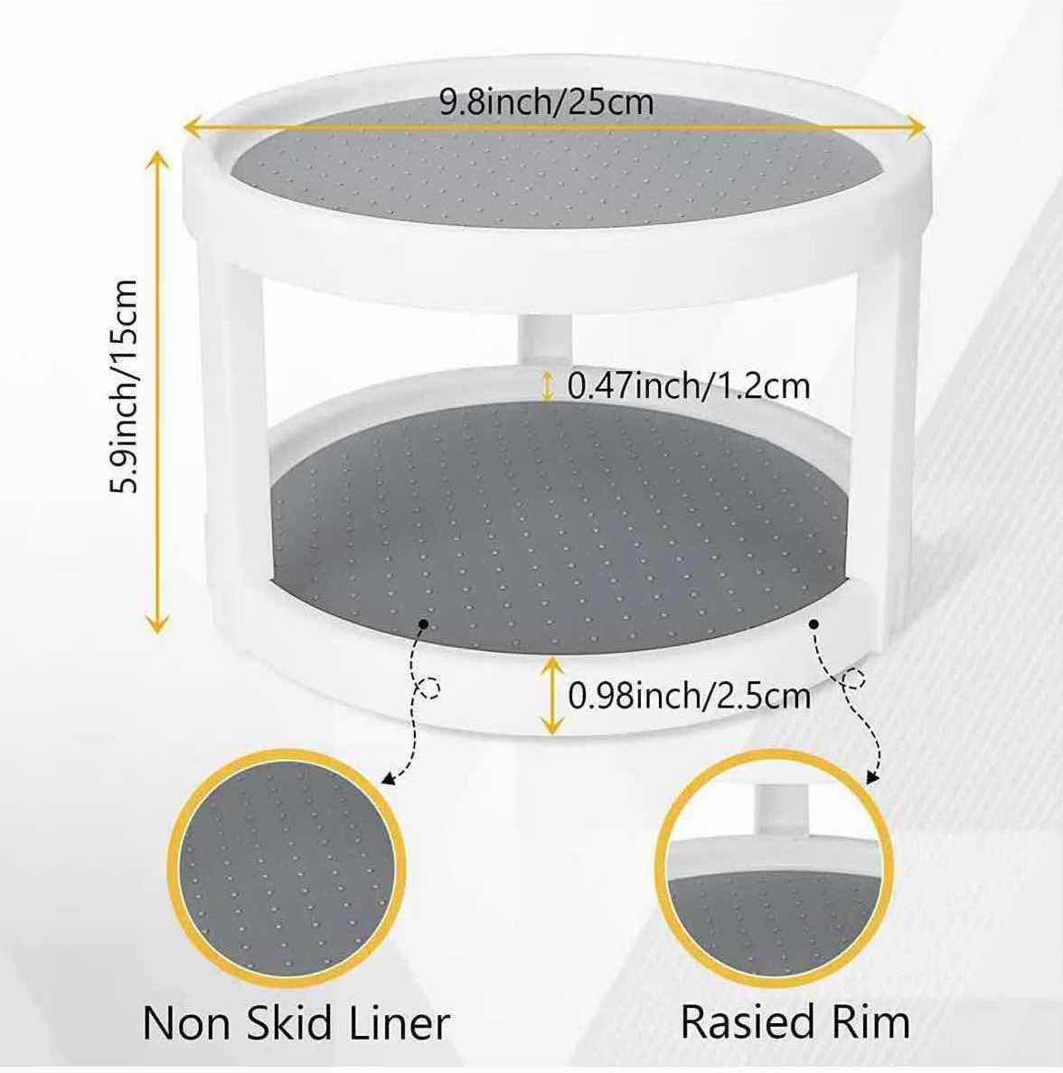 Photo 4 of NEW CASE OF HOME-X 2-TIER 10” LAZY SUSAN, 360 DEGREE ROTATING NON-SKID SPICE RACK/ORGANIZER (CASE OF  24)