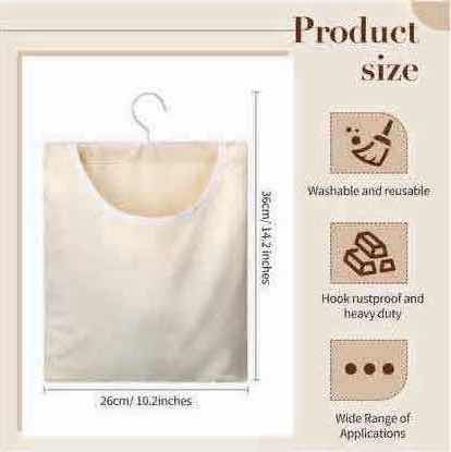 Photo 4 of NEW CASE OF HOME-X CANVAS CLOTHESPIN BAG W ROTATING HANGING HOOK, BEIGE, 15” x 11” (APPROX 100 PER CASE)