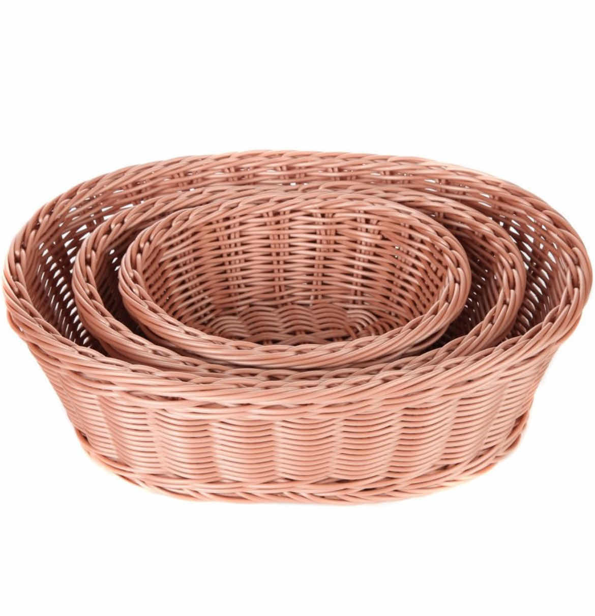 Photo 2 of HOME X PINK PLASTIC OVAL WICKER BASKETS 3 SET (1CASE/10SETS)