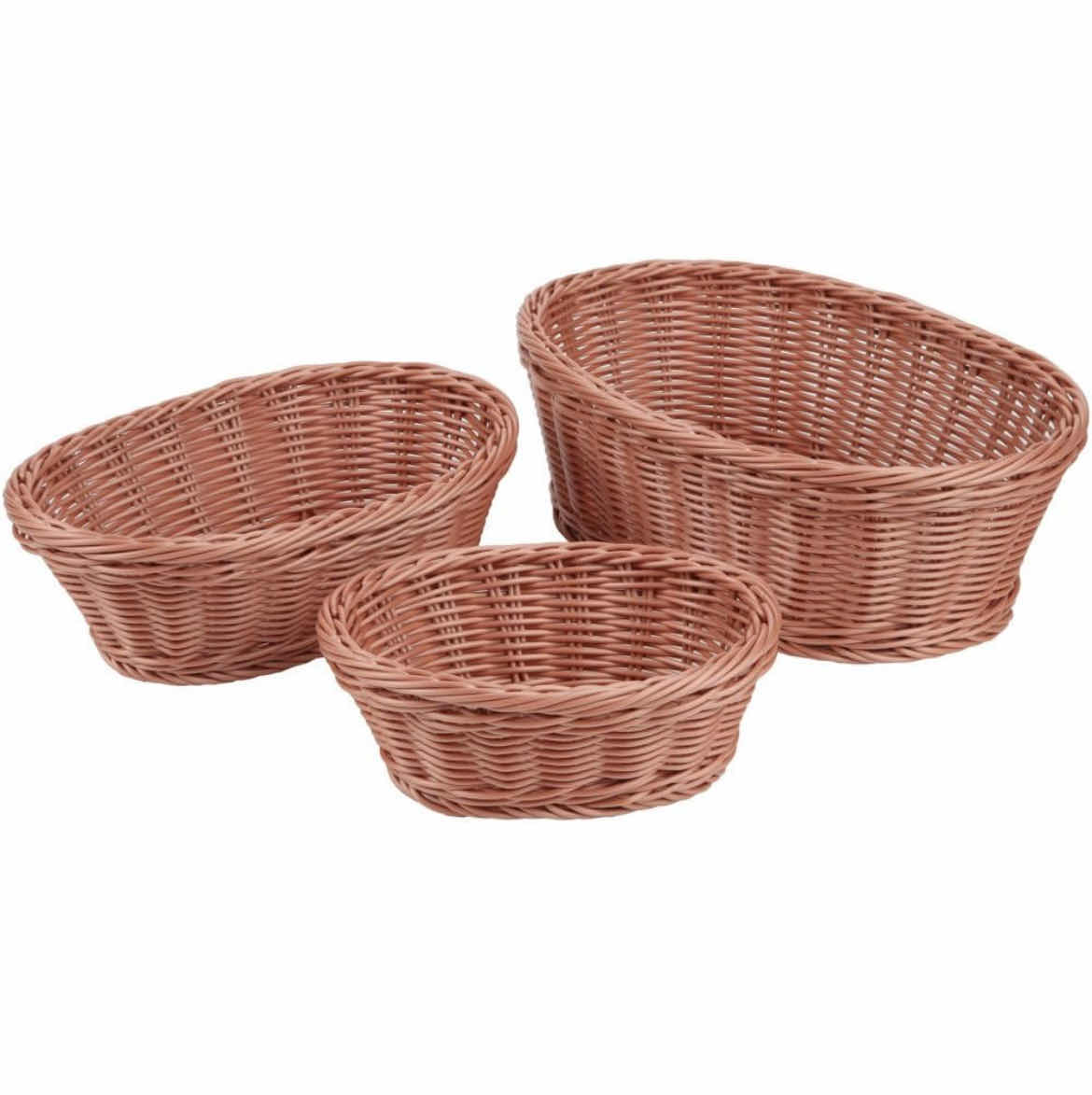 Photo 1 of HOME X PINK PLASTIC OVAL WICKER BASKETS 3 SET (1CASE/10SETS)