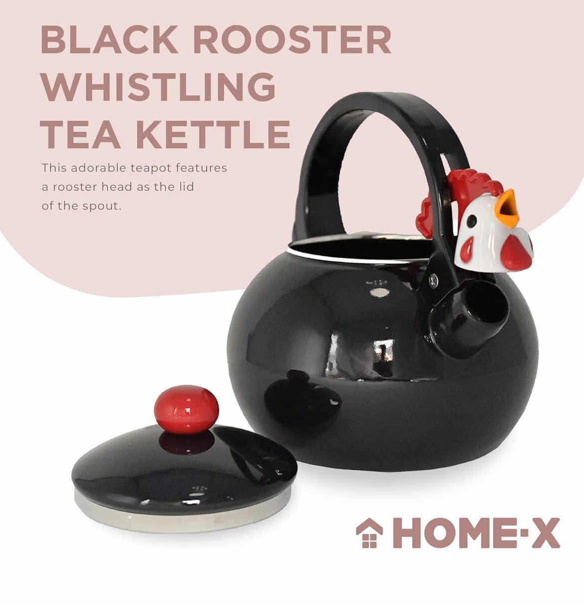 Photo 2 of NEW CASE HOME-X BLACK ROOSTER WHISTLING TEA KETTLE 1.9QT (1CASE/6PCS)