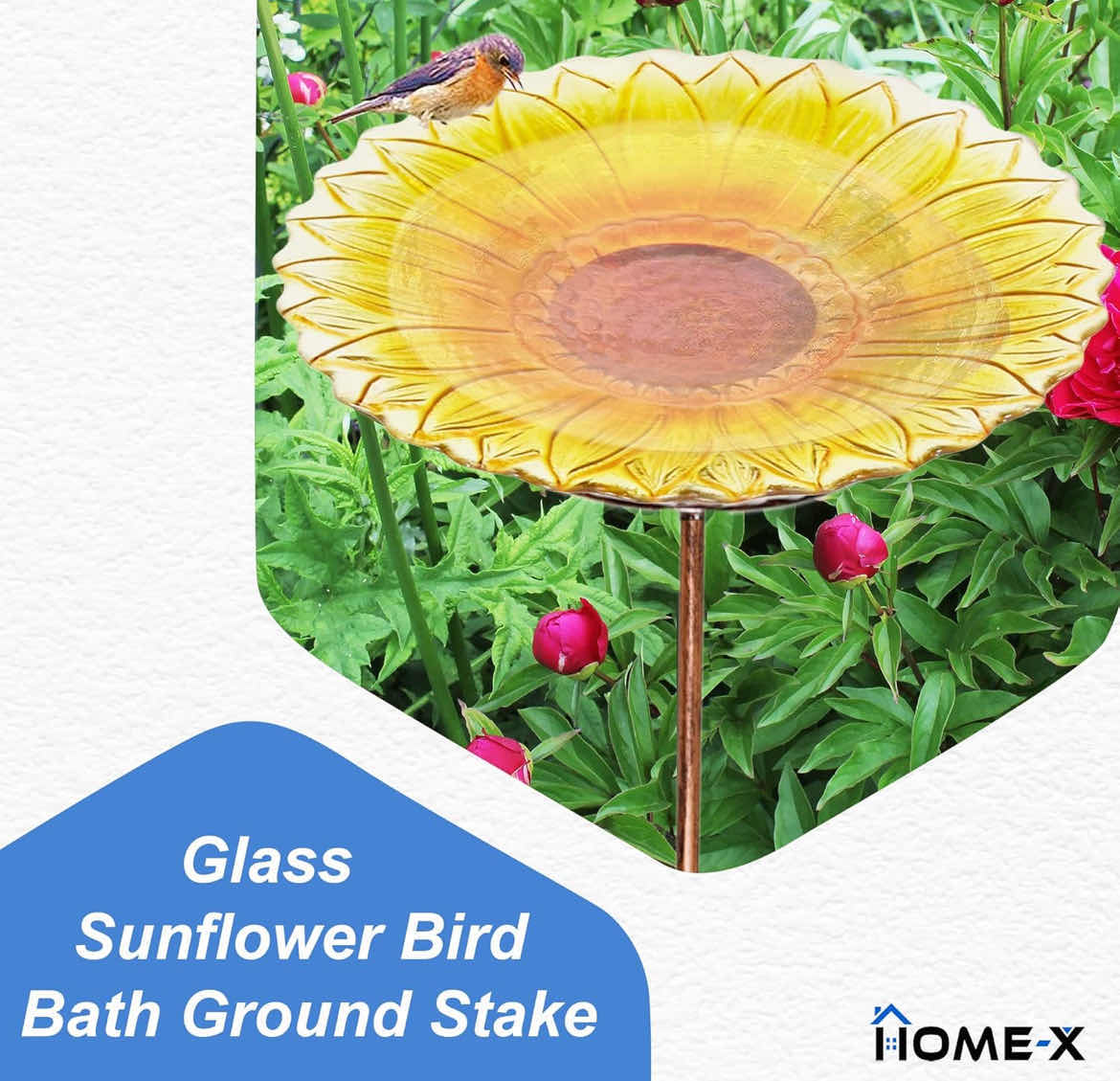 Photo 2 of HOME X GLASS SUNFLOWER STAKE STAND BIRDBATH (1CASE/12PCS)