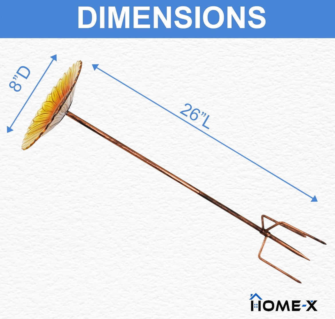 Photo 4 of HOME X GLASS SUNFLOWER STAKE STAND BIRDBATH (1CASE/12PCS)