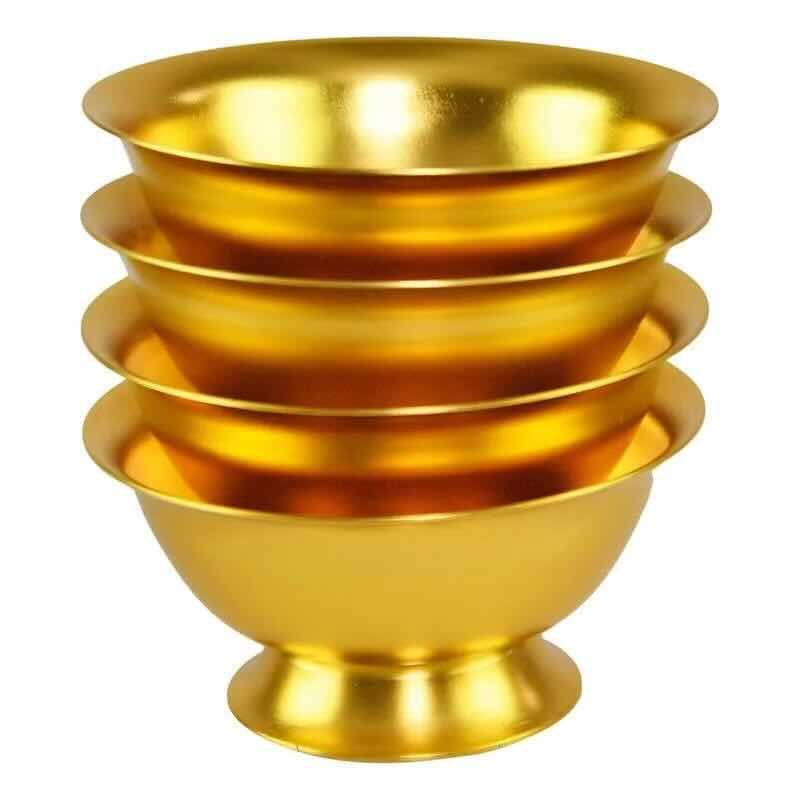 Photo 1 of NEW CASE OF HOME-X SET OF 4 GOLD ALUMINUM BOWLS 4.5” X 2” (APPROX 36 SETS PER CASE)