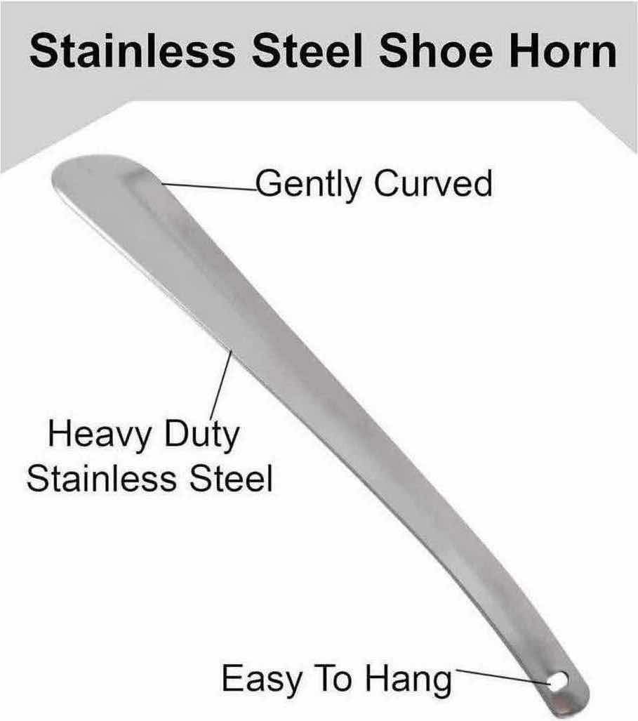 Photo 2 of NEW CASE OF HOME-X STAINLESS STEEL SHOEHORN, SHOE SLIP-ON TOOL, 1.75” X 11.75” (APPROX 100 PCS)