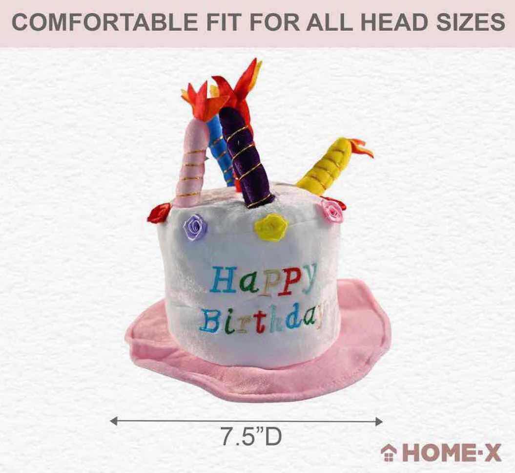 Photo 4 of NEW CASE OF HOME-X NOVELTY PLUSH BIRTHDAY CAKE HAT W CANDLES, PINK (APPROX 50 PER CASE)