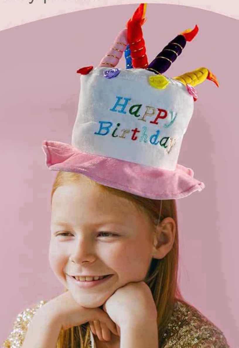 Photo 1 of $NEW CASE OF HOME-X NOVELTY PLUSH BIRTHDAY CAKE HAT W CANDLES, PINK (APPROX 50 PER CASE)