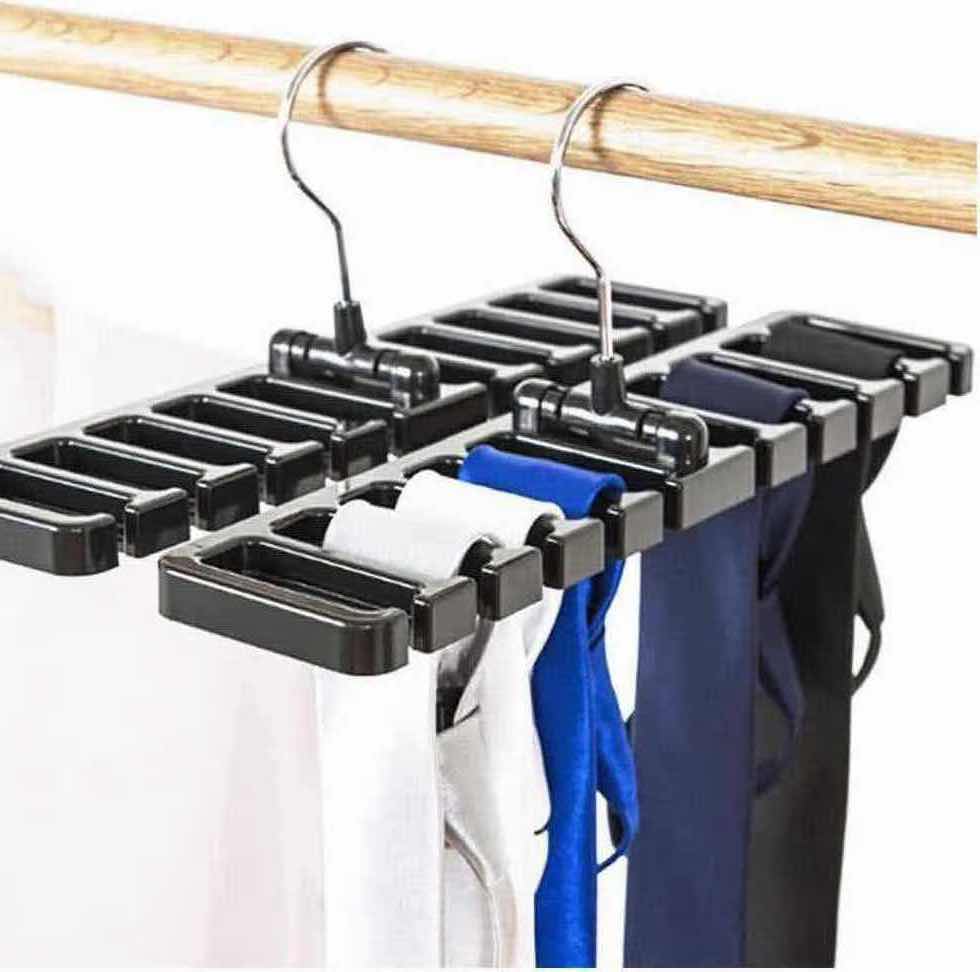 Photo 1 of NEW CASE OF HOME-X BELT/TIE/SCARF HANGER SPACE SAVER ORGANIZER W SWIVEL HOOK, BLACK (APPROX 144 PCS)