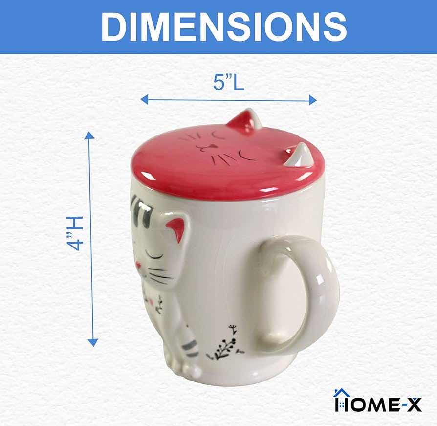 Photo 3 of NEW CASE HOME-X PINK & WHITE 3D CERAMIC CAT MUG W DETACHABLE LID (BOX OF 18)