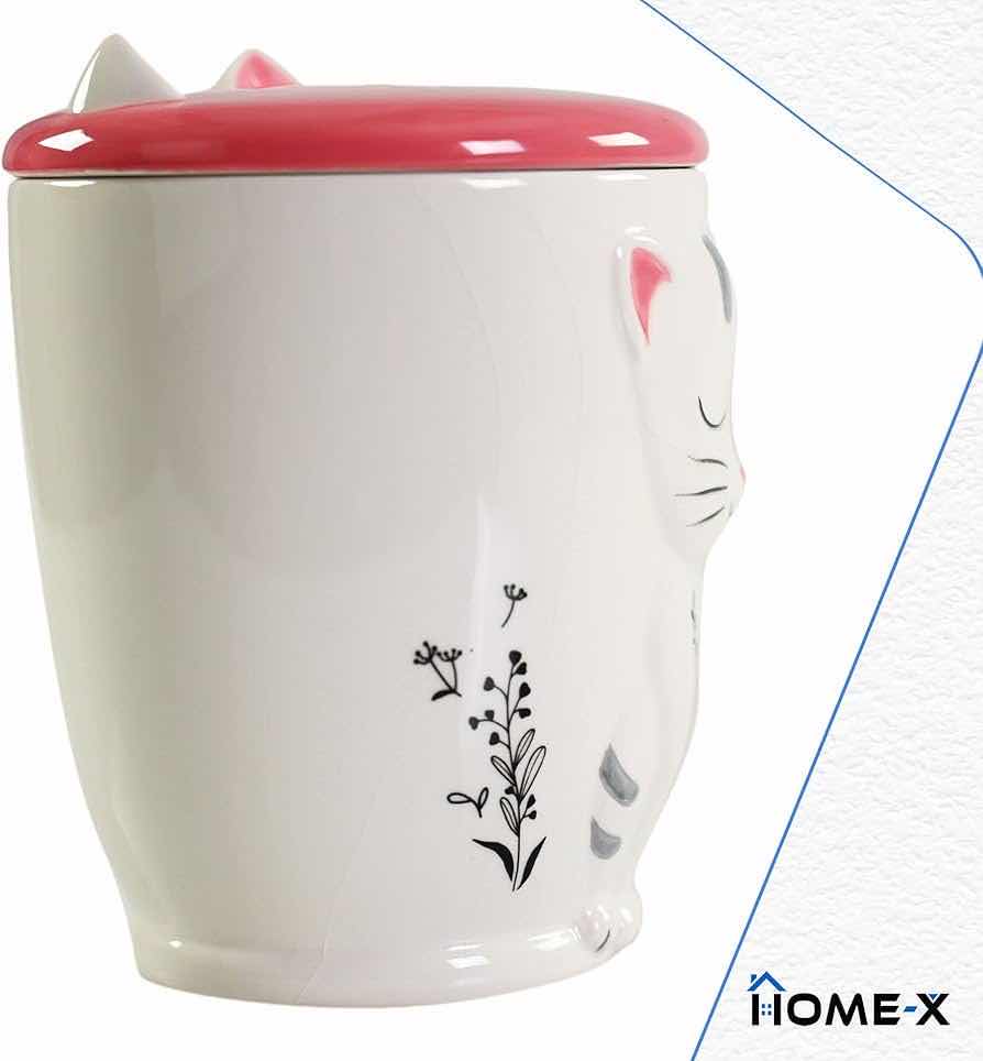 Photo 2 of NEW CASE HOME-X PINK & WHITE 3D CERAMIC CAT MUG W DETACHABLE LID (BOX OF 18)