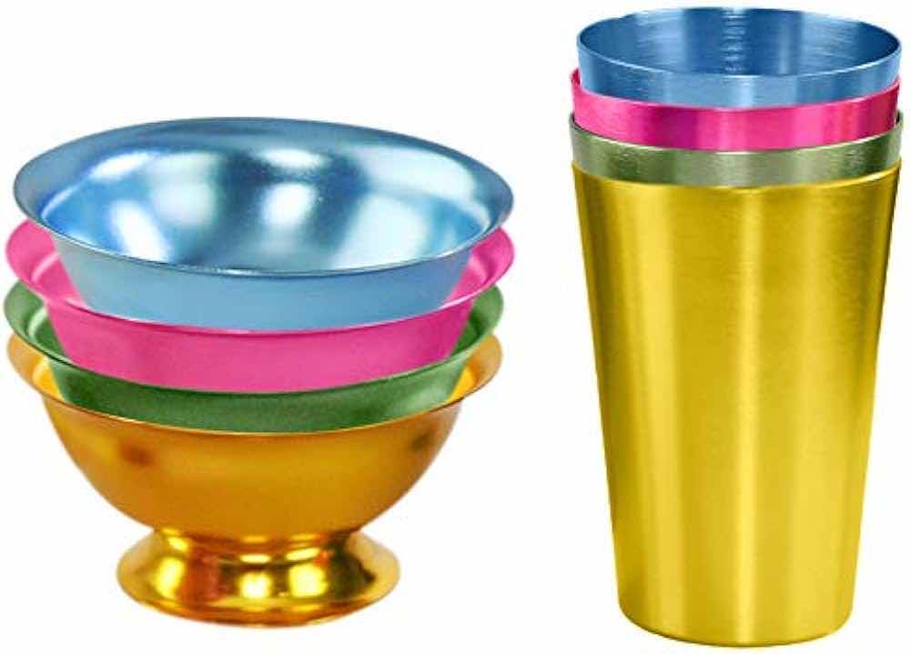 Photo 2 of NEW CASE HOME-X COLORFUL ALUMINIUM BOWLS & TUMBLERS SET OF 8 (BOX OF 12 SETS)