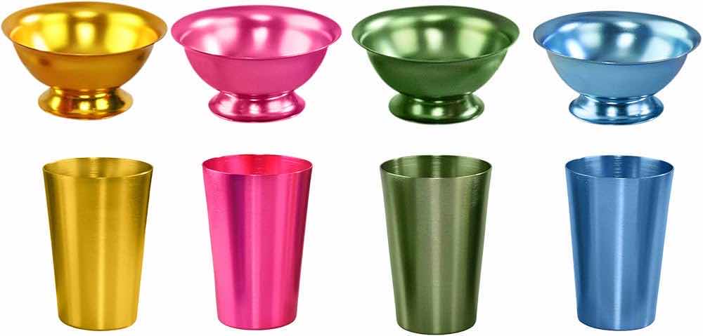 Photo 1 of NEW CASE HOME-X COLORFUL ALUMINIUM BOWLS & TUMBLERS SET OF 8 (BOX OF 12 SETS)