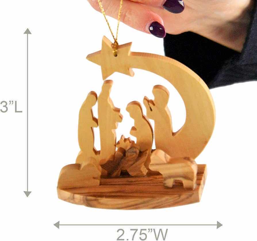 Photo 3 of NEW CASE HOME-X HANDMADE OLIVE WOOD NATIVITY SCENE CHRISTMAS TREE ORNAMENT (BOX OF 48)