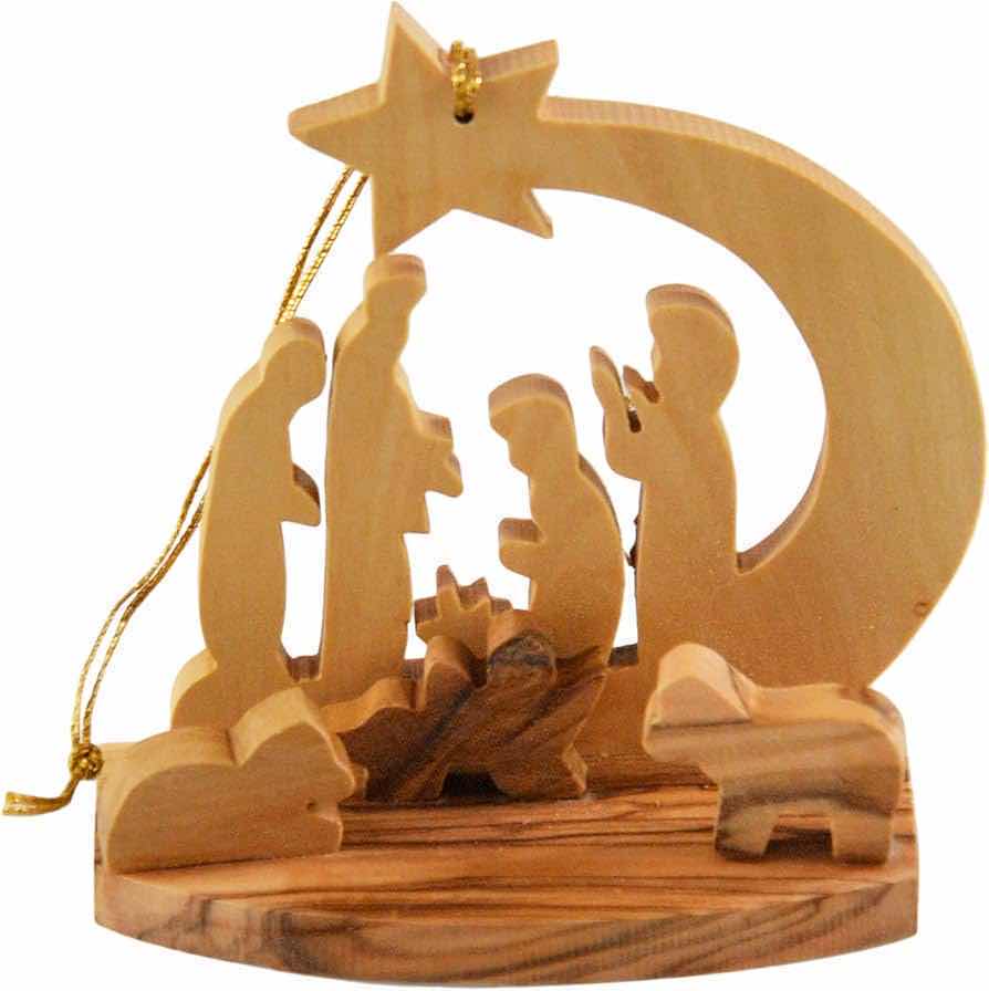 Photo 1 of NEW CASE HOME-X HANDMADE OLIVE WOOD NATIVITY SCENE CHRISTMAS TREE ORNAMENT (BOX OF 48)