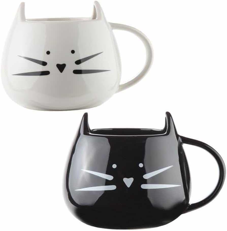 Photo 1 of NEW CASE HOME-X BLACK & WHITE 2PK CERAMIC CAT MUGS (BOX OF 9 SETS)