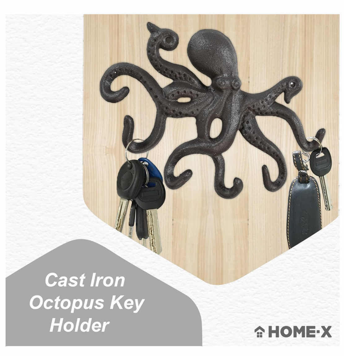 Photo 1 of NEW CASE OF HOME-X CAST-IRON HANGING OCTOPUS KEY HOLDER/WALL HOOK W HARDWARE (16 PER CASE)