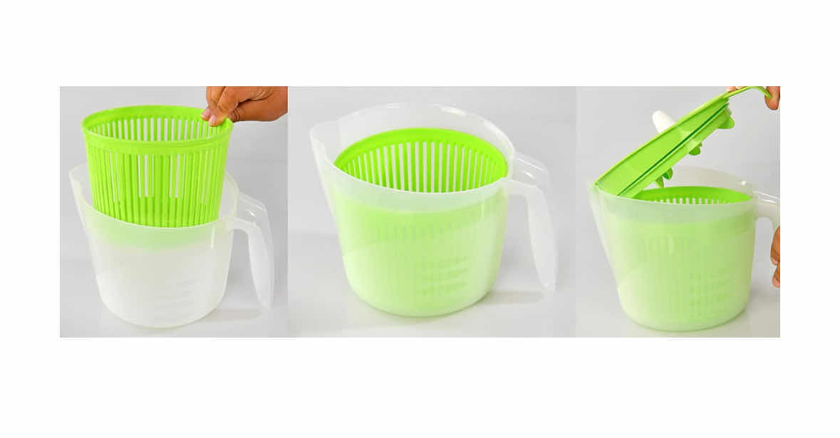 Photo 2 of NEW CASE OF HOME-X SALAD SPINNERS W POURING SPOUT & REMOVABLE SPINNING BASKET (CASE OF 9 PCS)