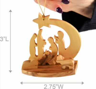 Photo 3 of NEW CASE HOME-X HANDMADE OLIVE WOOD NATIVITY SCENE CHRISTMAS TREE ORNAMENT (BOX OF 48)