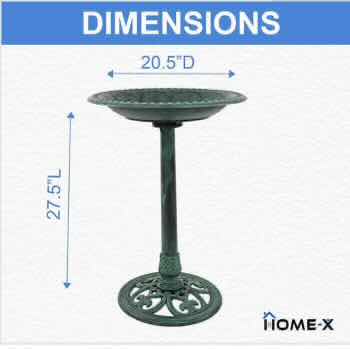 Photo 3 of NEW 2-PACK HOME-X GREEN POLY RESIN GARDEN BIRD BATH WITH PEDESTAL 20.5” X H27.5”