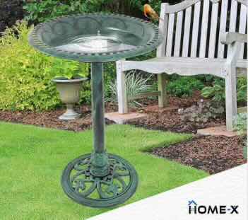 Photo 1 of NEW 2-PACK HOME-X GREEN POLY RESIN GARDEN BIRD BATH WITH PEDESTAL 20.5” X H27.5”