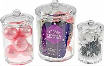 Photo 1 of NEW CASE HOME-X 3PC CLEAR ACRYLIC APOTHECARY JARS W LIDS (12 SETS/CASE)