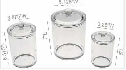 Photo 1 of NEW CASE HOME-X 3PC CLEAR ACRYLIC APOTHECARY JARS W LIDS (12 SETS/CASE)