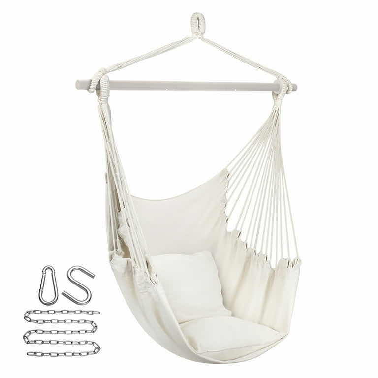 Photo 1 of NEW CASE OF ARAD INDOOR/OUTDOOR THICK CANVAS HANGING HAMMOCK W 2 CUSHIONS (WHITE) 4PCS PER CASE