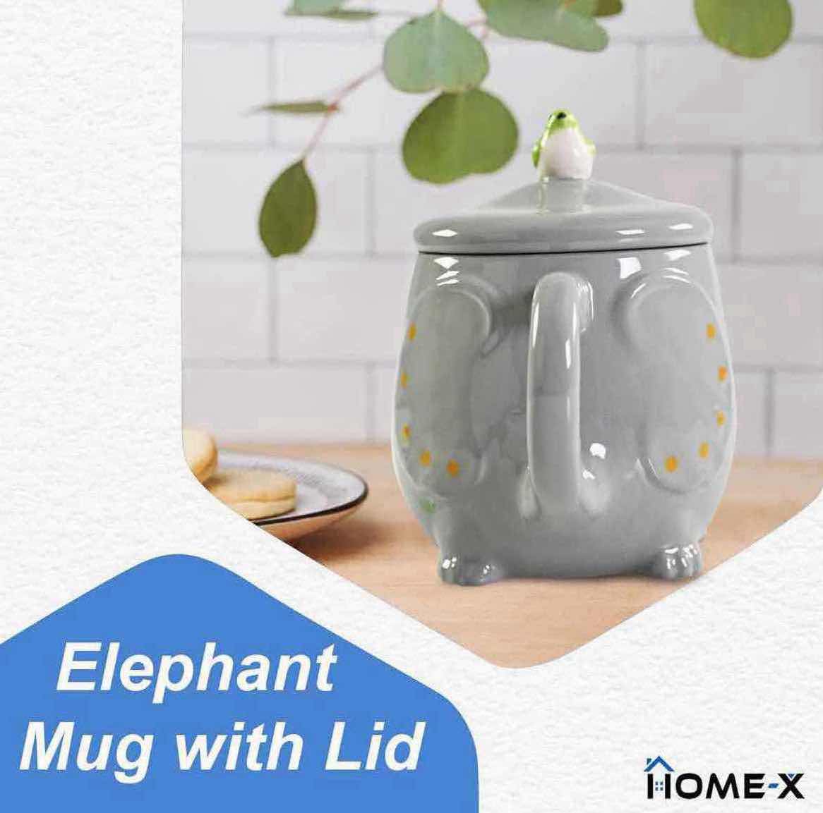 Photo 2 of NEW CASE OF HOME-X CERAMIC ELEPHANT MUG W LID 5.5” X 4” (18PCS/CASE)