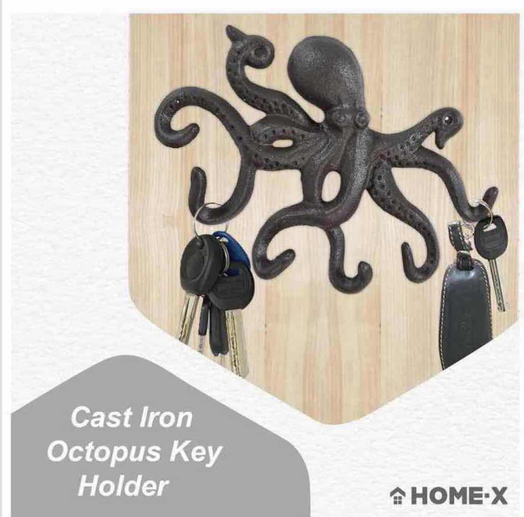 Photo 1 of NEW CASE OF HOME-X CAST-IRON HANGING OCTOPUS KEY HOLDER/WALL HOOK W HARDWARE (16 PER CASE)