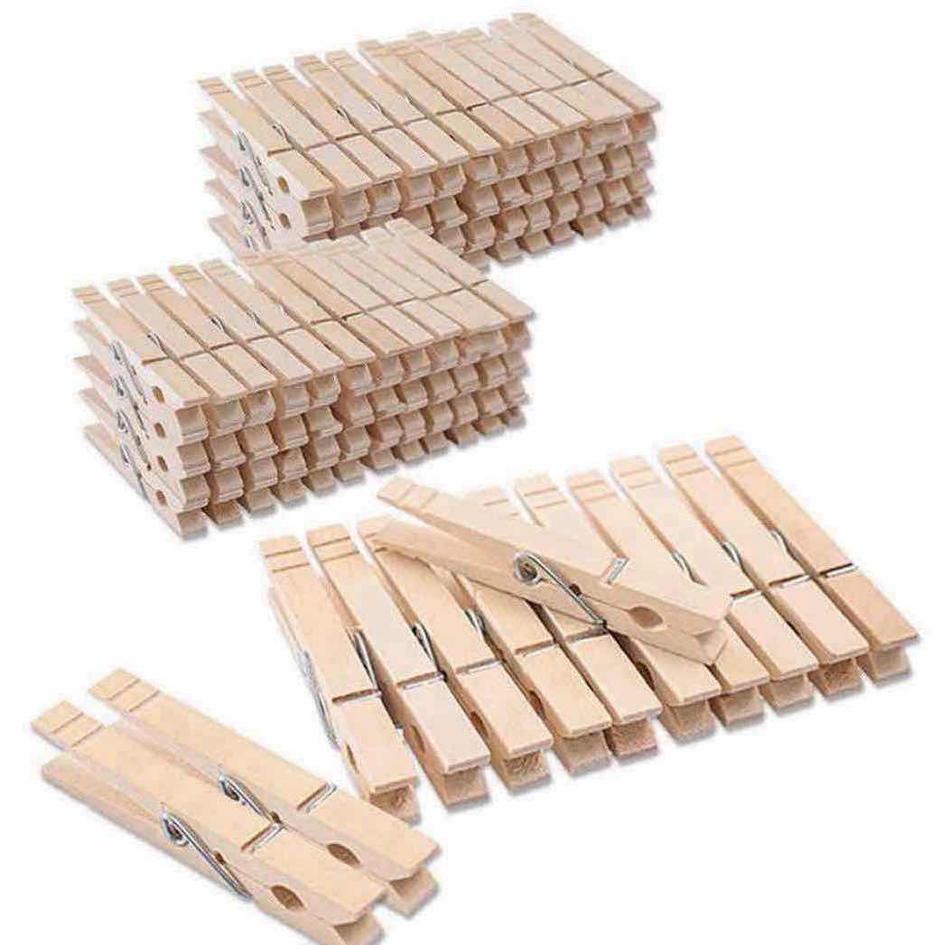 Photo 1 of NEW CASE OF HOME-X 3.5” WOODEN CLOTHES PINS SET OF 100 PCS (15 SETS/CASE)