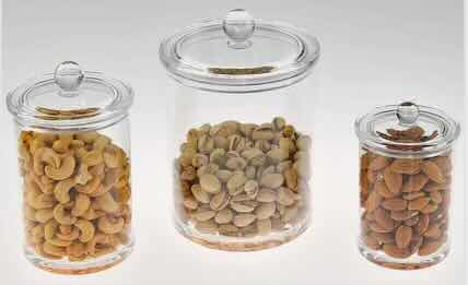 Photo 1 of NEW CASE HOME-X 3PC CLEAR ACRYLIC APOTHECARY JARS W LIDS (12 SETS/CASE)