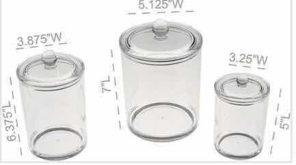 Photo 3 of NEW CASE HOME-X 3PC CLEAR ACRYLIC APOTHECARY JARS W LIDS (12 SETS/CASE)