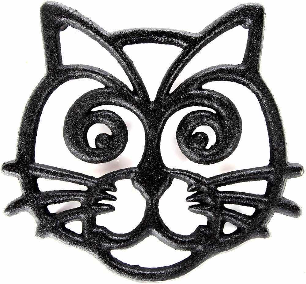 Photo 1 of NEW CASE HOME-X CAT FACE CAST IRON TRIVET 6.5” (CASE OF 24)