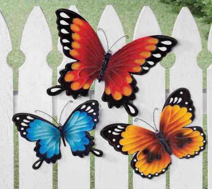 Photo 1 of NEW CASE HOME-X INDOOR/OUTDOOR 3PC METAL BUTTERFLY WALL ART (CASE OF 12 SETS)