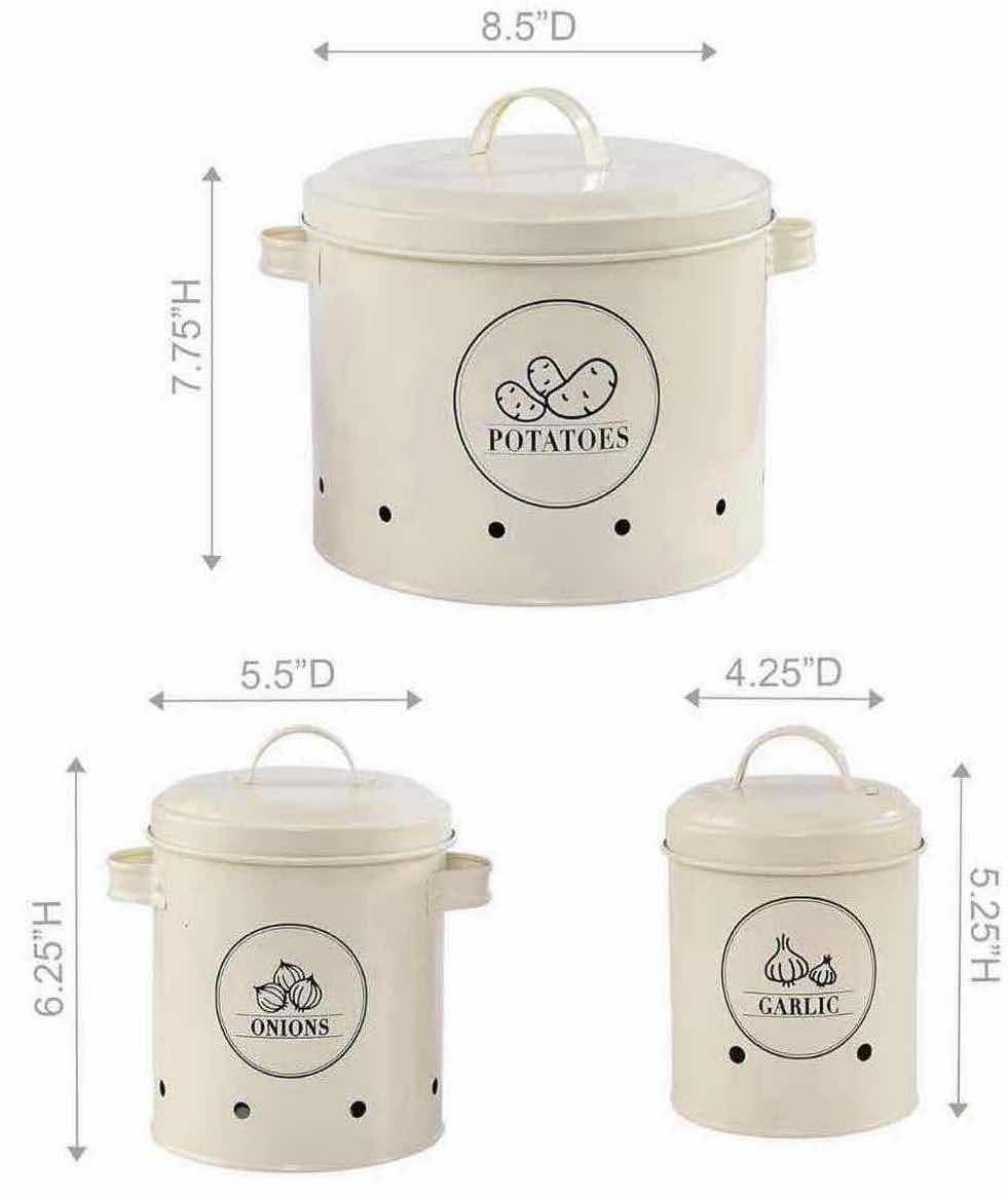 Photo 6 of NEW CASE OF HOME-X 3-PC CANISTER SET, POTATO, ONION & GARLIC, CREAM COLOR (4 SETS/CASE)