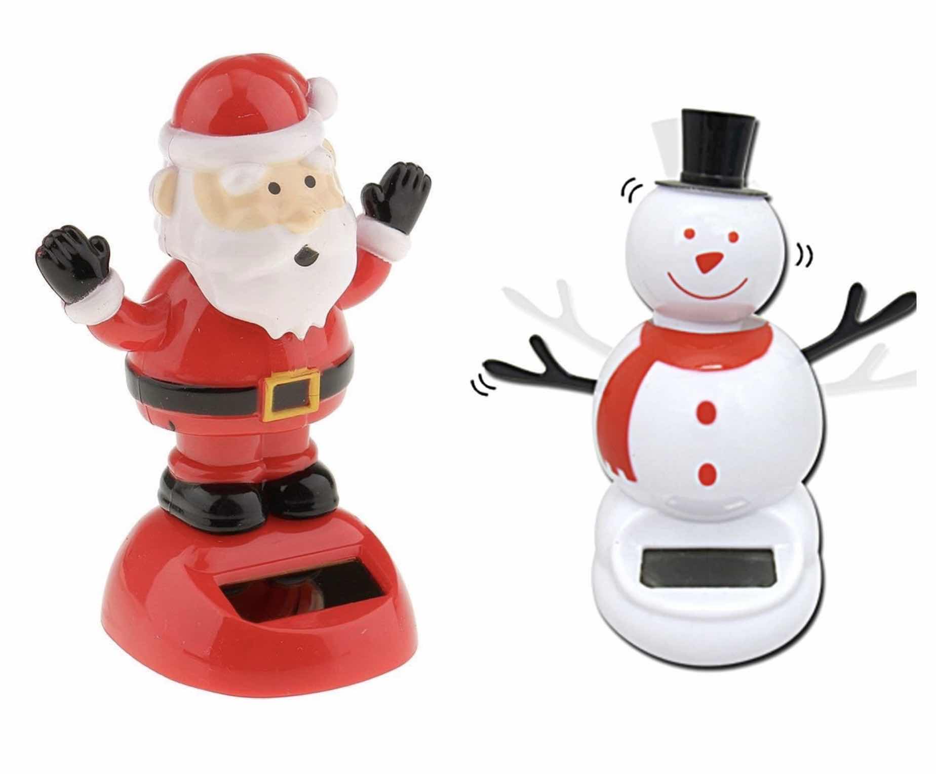 Photo 1 of NEW CASE OF HOME-X 2 PC SET SOLAR POWERED CHRISTMAS SNOWMAN & SANTA CLAUS DANCING/BOBBLE TOY/CAR DECORATION (100 SETS PER CASE)