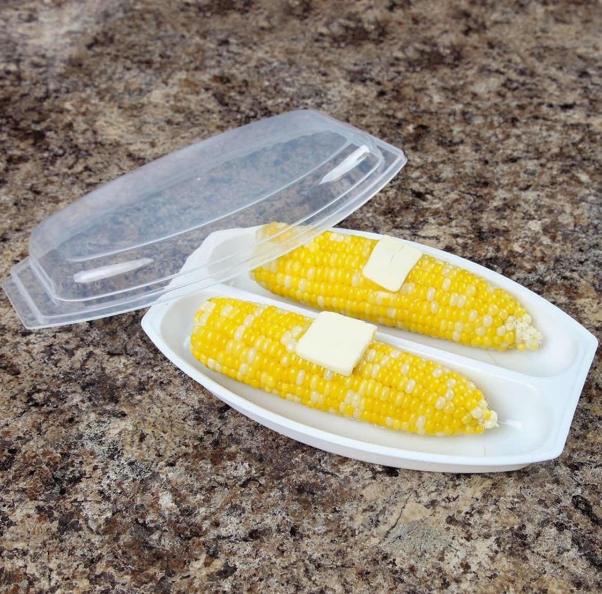 Photo 4 of 2-BRAND NEW-HOME-X CORN ON THE COBB MICROWAVE STEAMER WITH LID, AIRTIGHT LID STEAMS FOR DELICATE AND PERFECTLY COOKED CORN ON THE COBB IN MINUTES (BPA FREE)